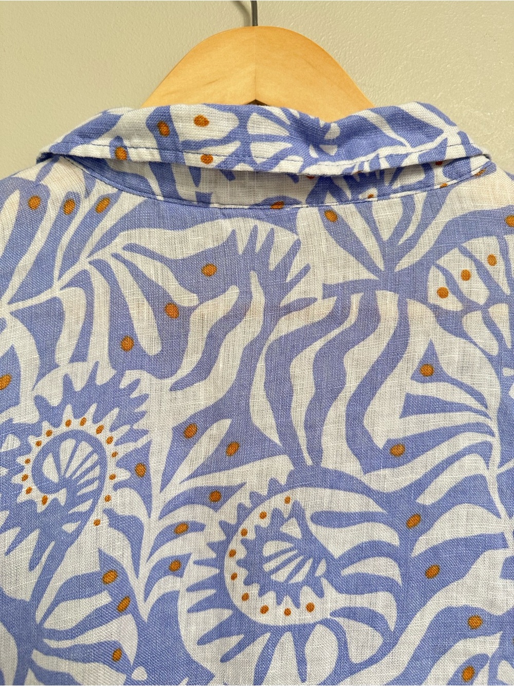 Nicole Miller 100% Linen Long Sleeve Shell Pattern Printed Blouse Women’s Large - Picture 9 of 12